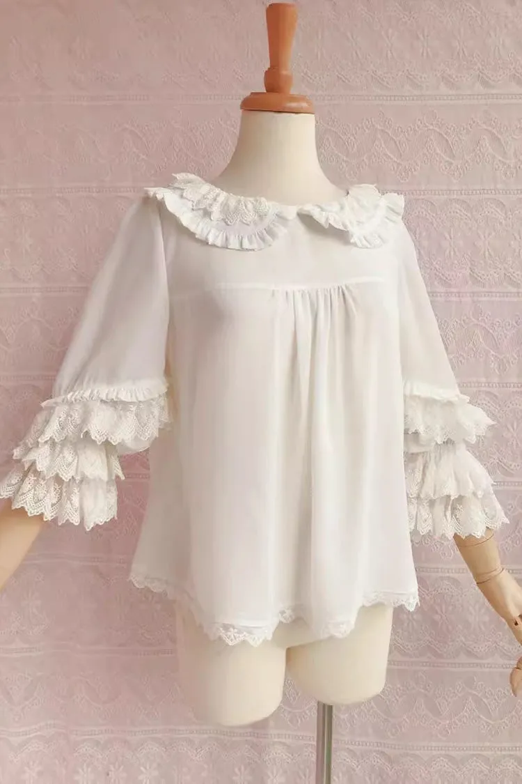 Chiffon Doll Collar Long Sleeves Sweet Lolita Blouse 3 Colors