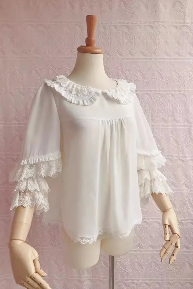 Chiffon Doll Collar Long Sleeves Sweet Lolita Blouse 3 Colors