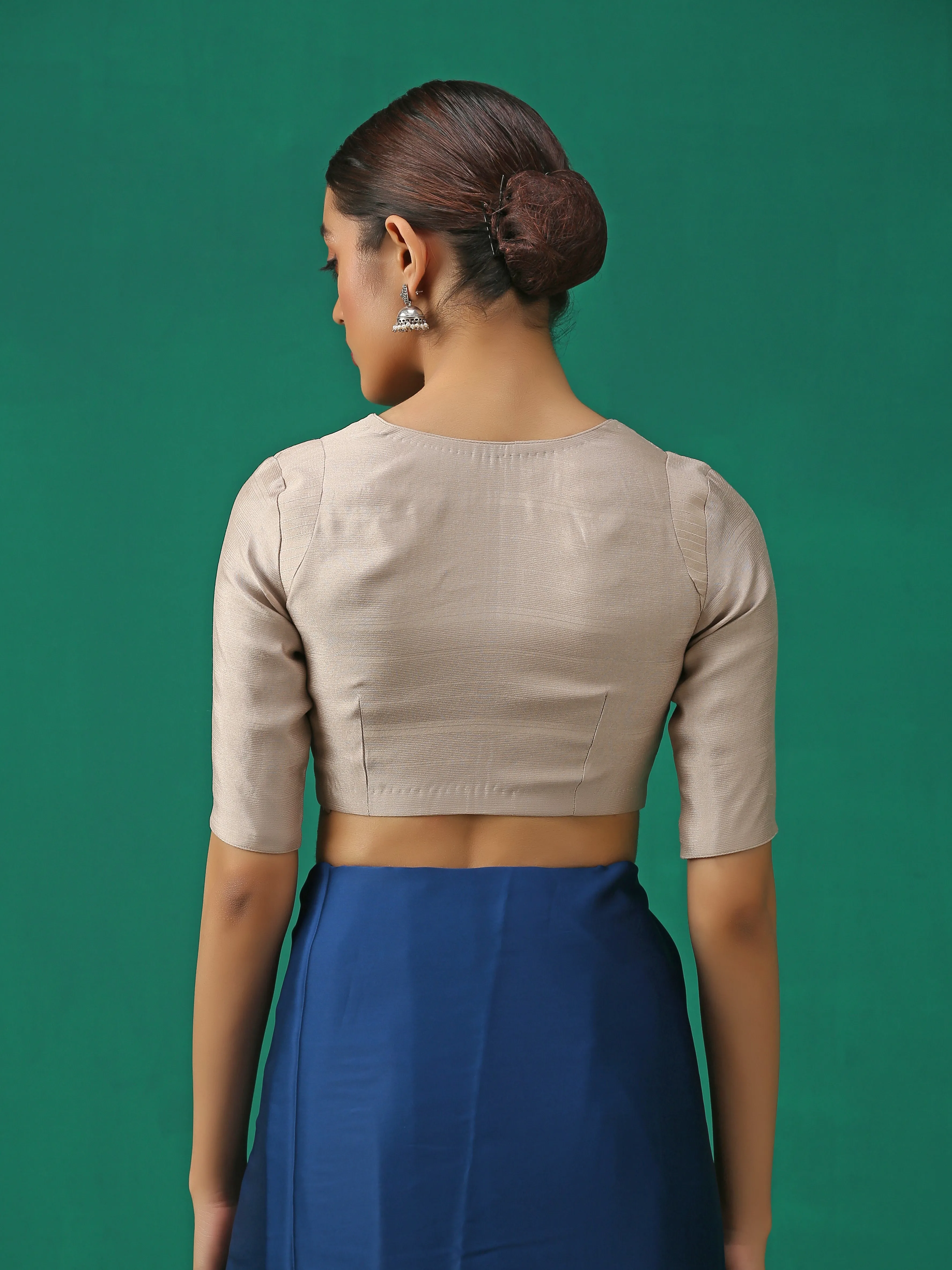 Classic Ecru Kundan appliques Short Sleeve Blouse