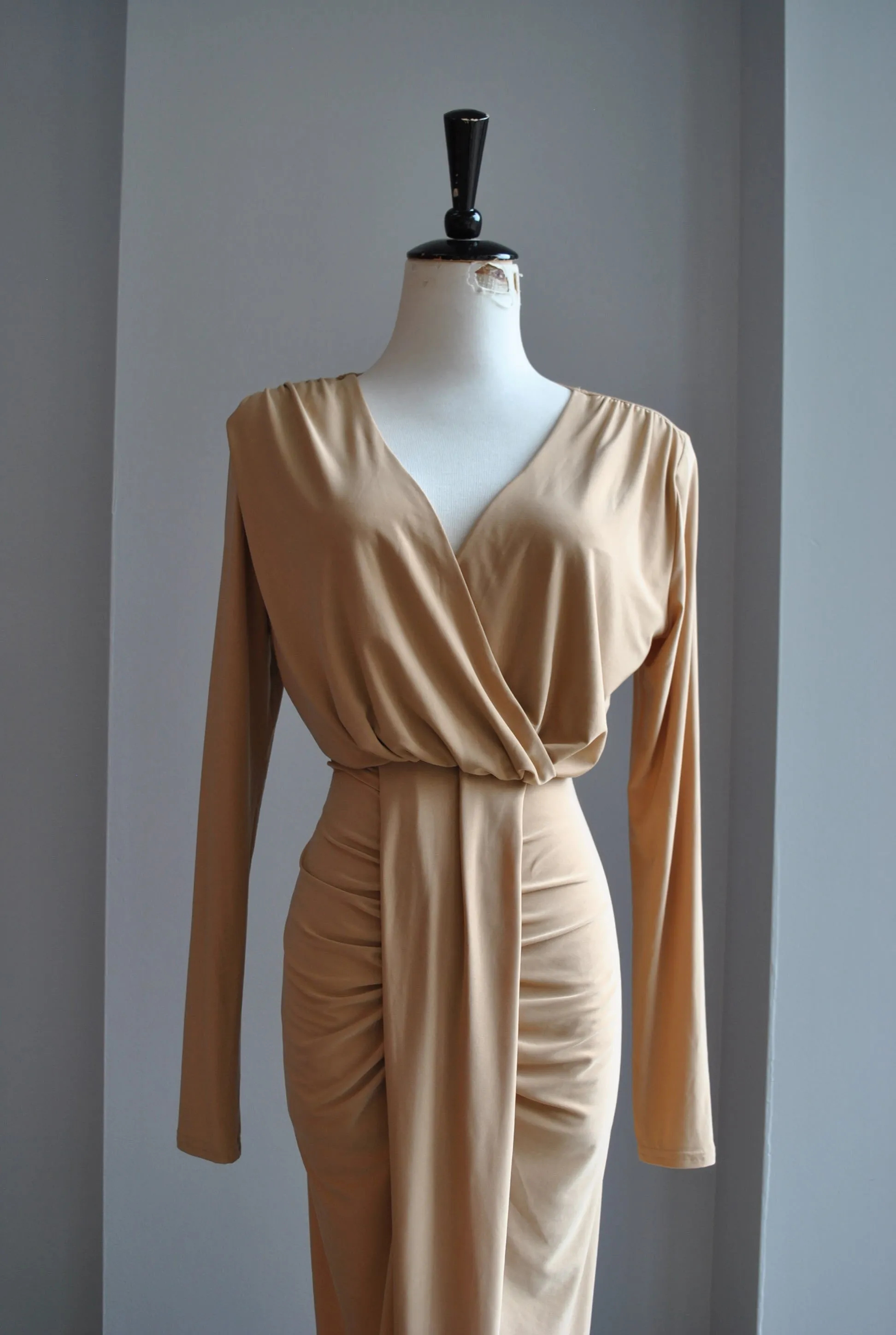 CLEARANCE - BEIGE FIT MIDI DRESS