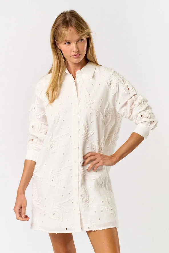 COLLAR LONG SLEEVE BUTTON DOWN DRESS