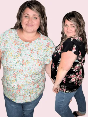 Corie Flutter Short Sleeve Top in Florals
