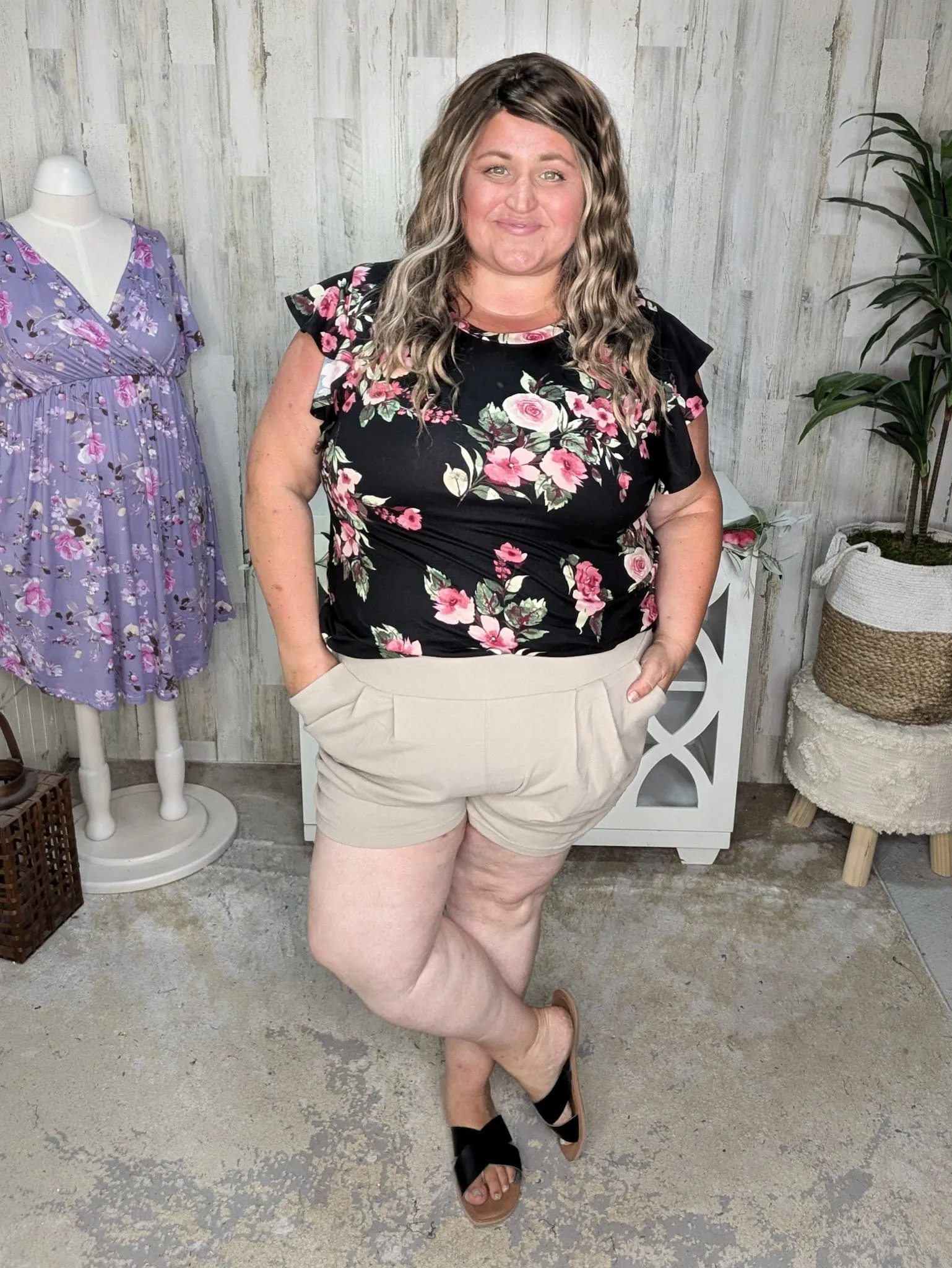 Corie Flutter Short Sleeve Top in Florals