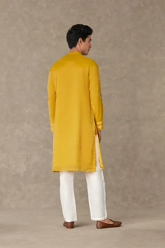 Corn Yellow Shajara Kurta With Pants