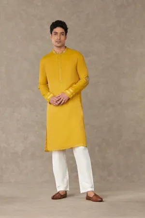 Corn Yellow Shajara Kurta With Pants