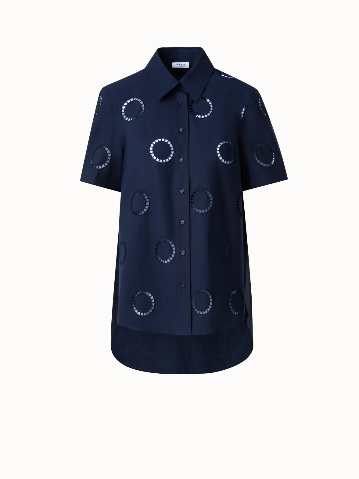 Cotton Blouse with Circle Embroidery