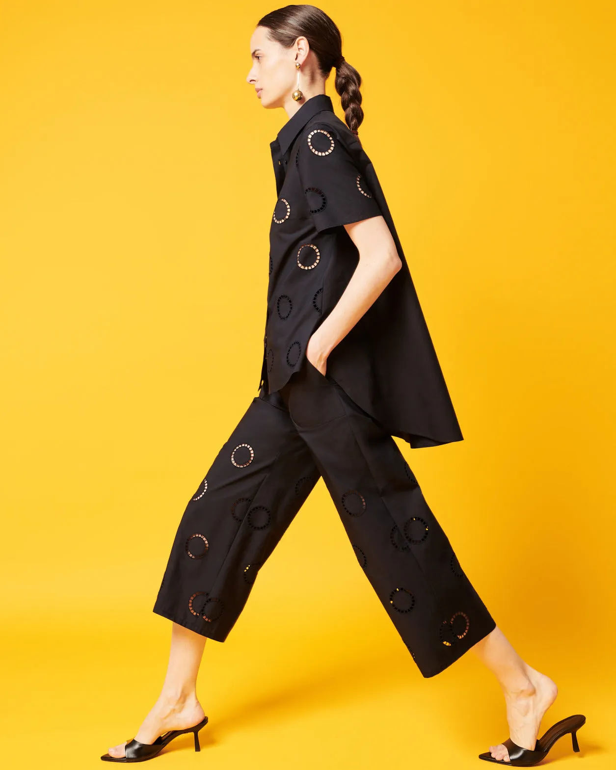 Cotton Blouse with Circle Embroidery
