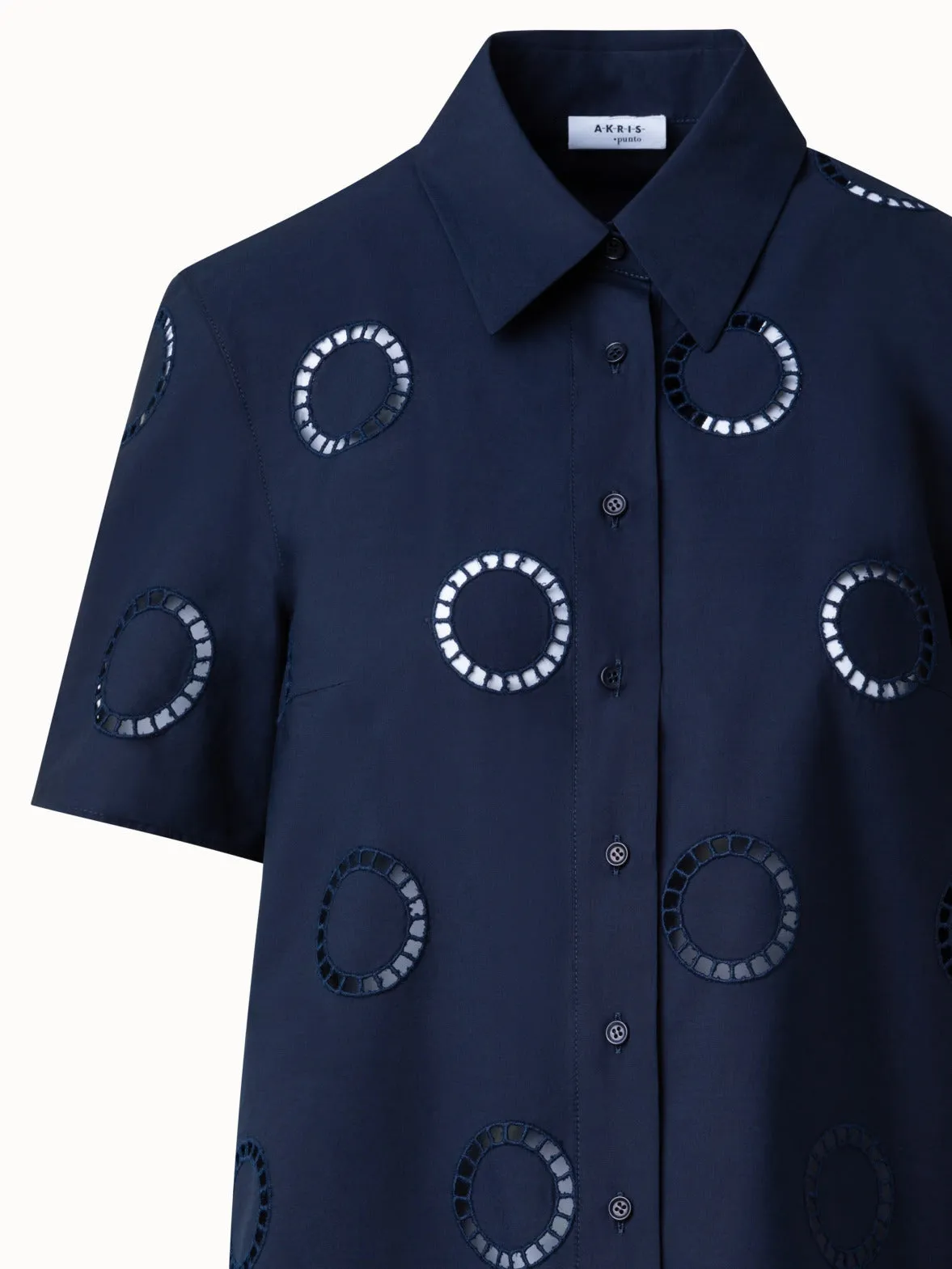 Cotton Blouse with Circle Embroidery