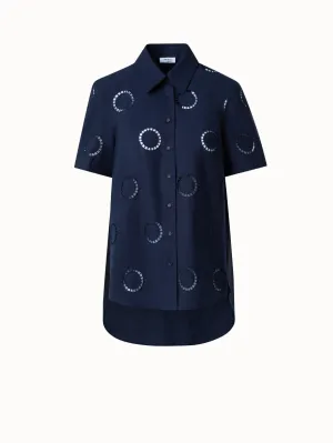 Cotton Blouse with Circle Embroidery