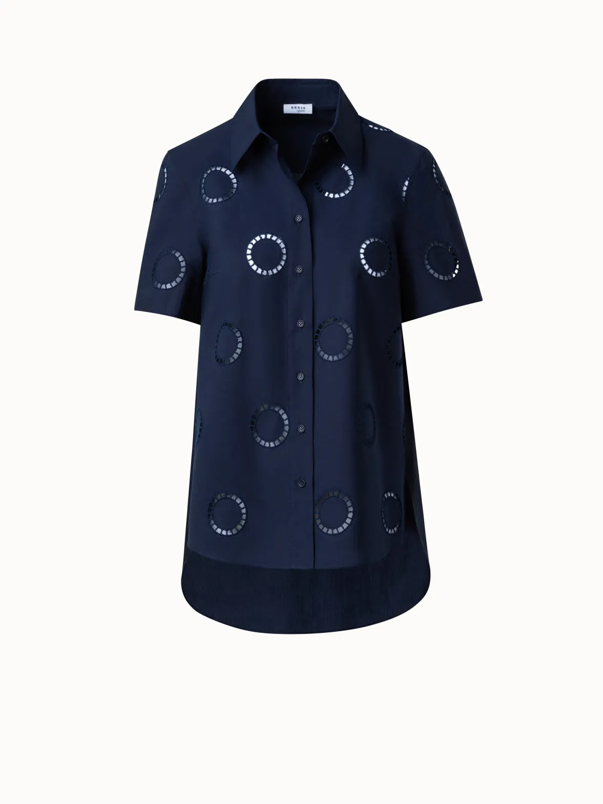 Cotton Blouse with Circle Embroidery