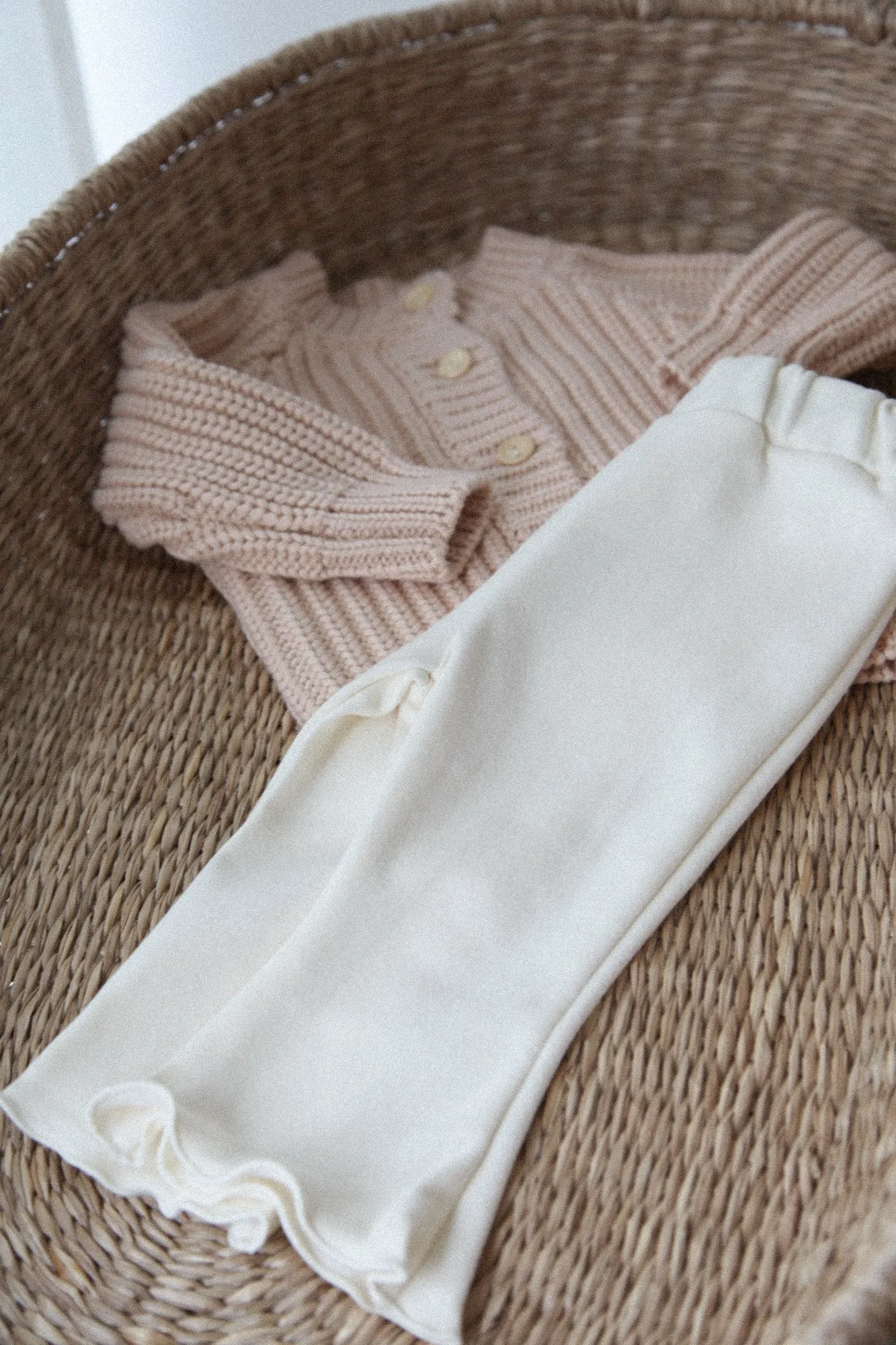Cream Soft Frill Hem Flare Leggings