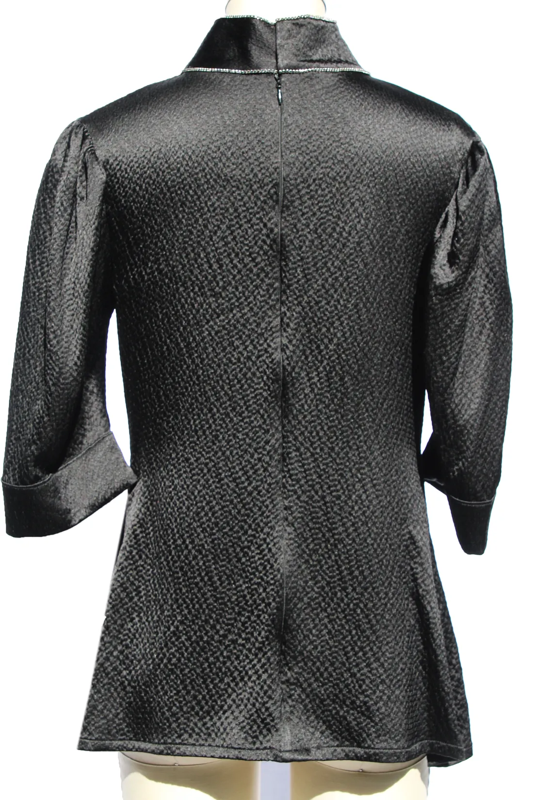 Crystal Bow Hammered Silk Blouse