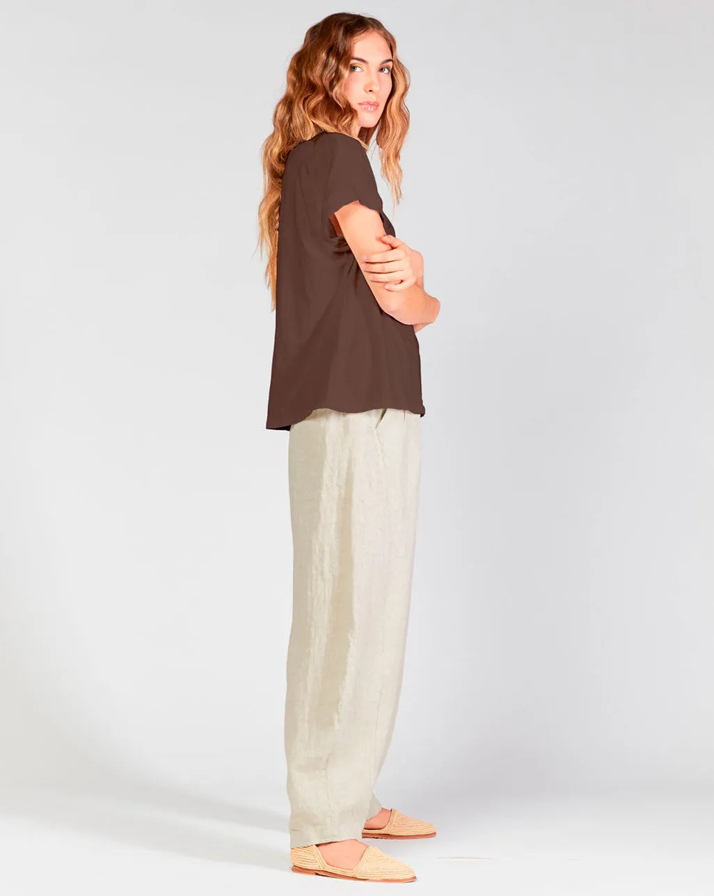 Cuffed Cap Sleeve Crewneck Shirt