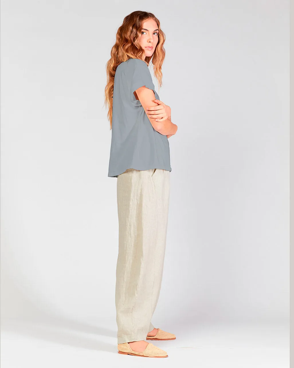 Cuffed Cap Sleeve Crewneck Shirt