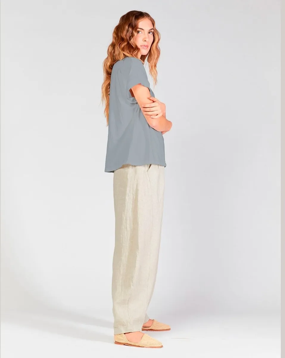 Cuffed Cap Sleeve Crewneck Shirt