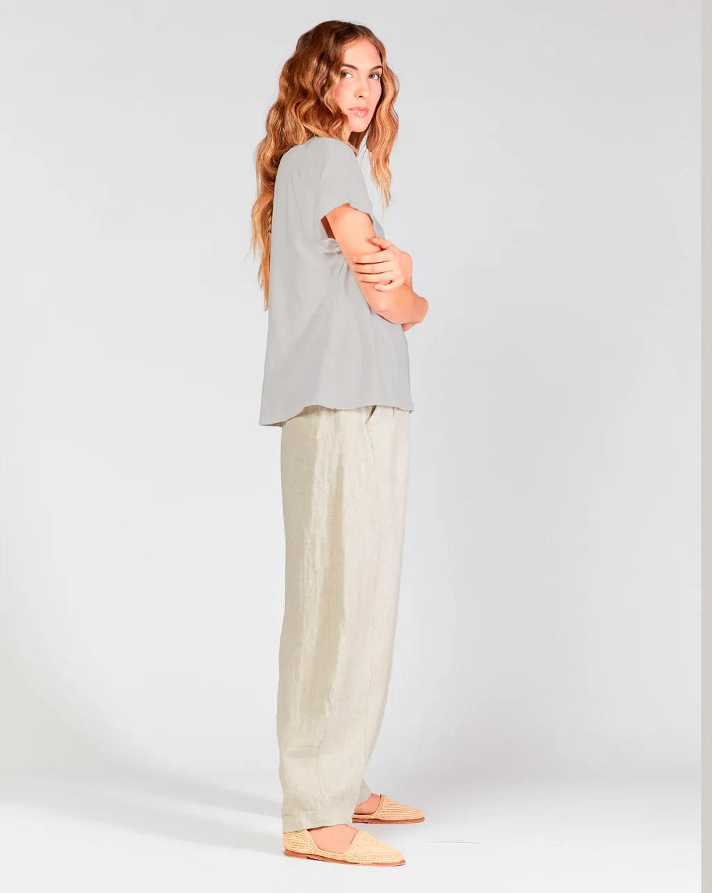 Cuffed Cap Sleeve Crewneck Shirt