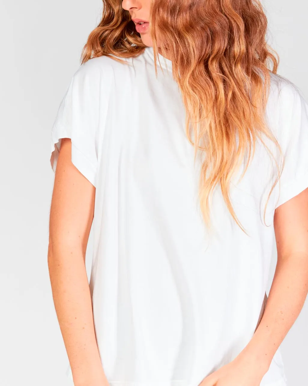 Cuffed Cap Sleeve Crewneck Shirt
