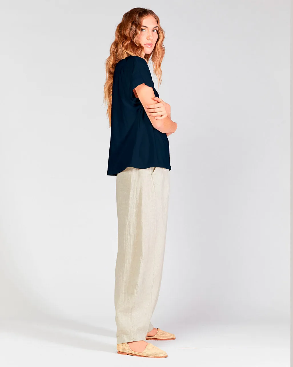 Cuffed Cap Sleeve Crewneck Shirt