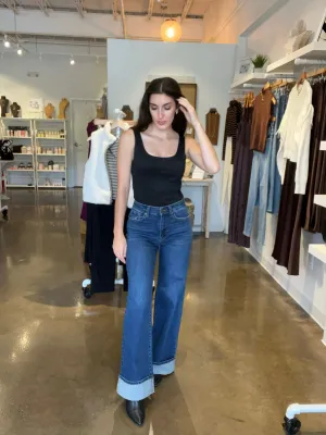 Cuffed Palazzo Dark Rinse