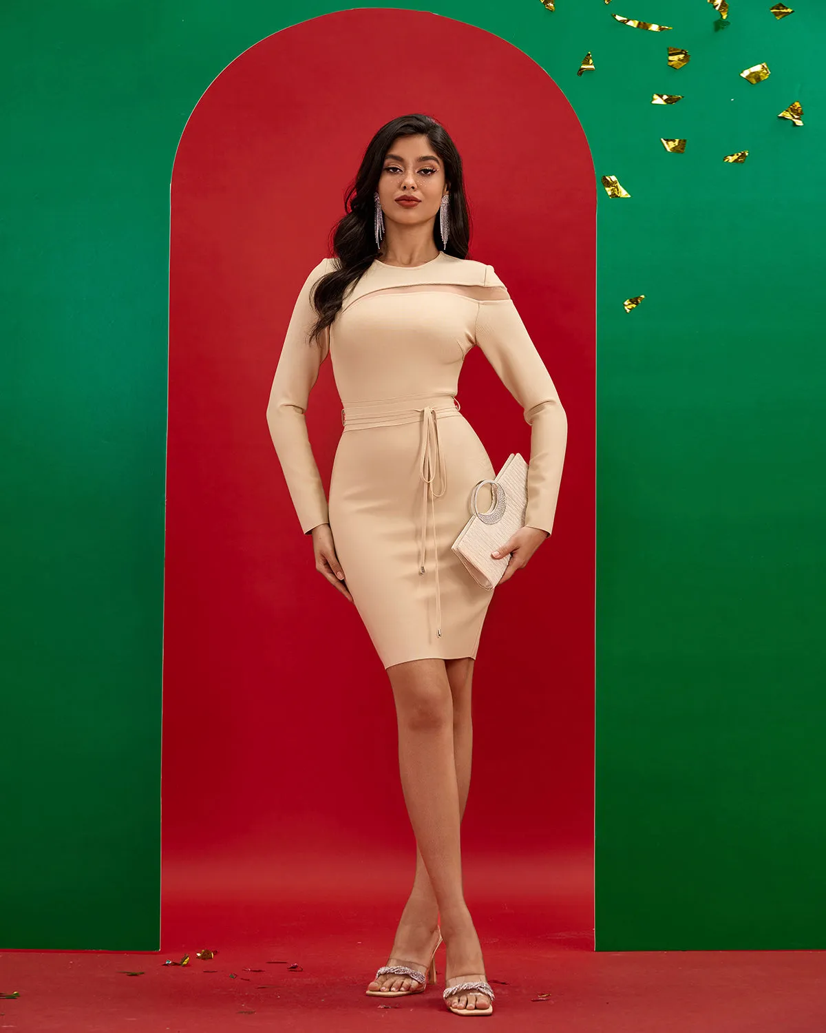 Cut Out Mesh Classic Bandage Dress