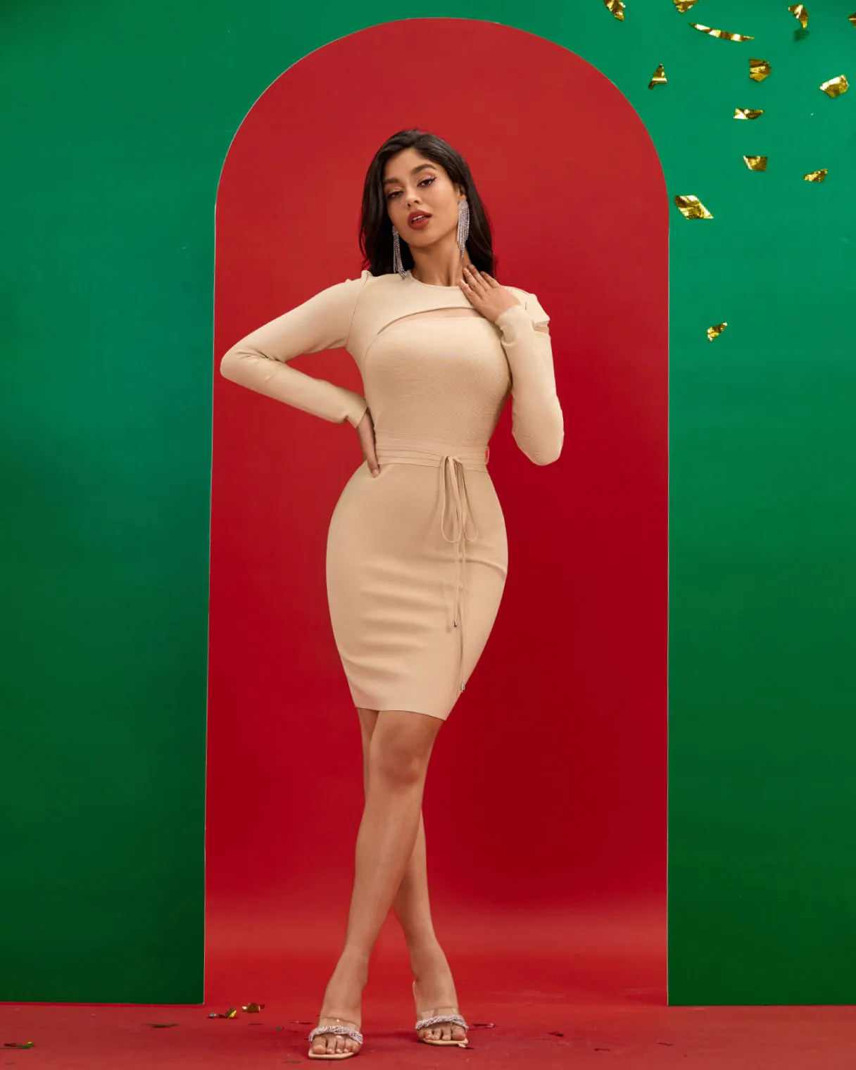 Cut Out Mesh Classic Bandage Dress