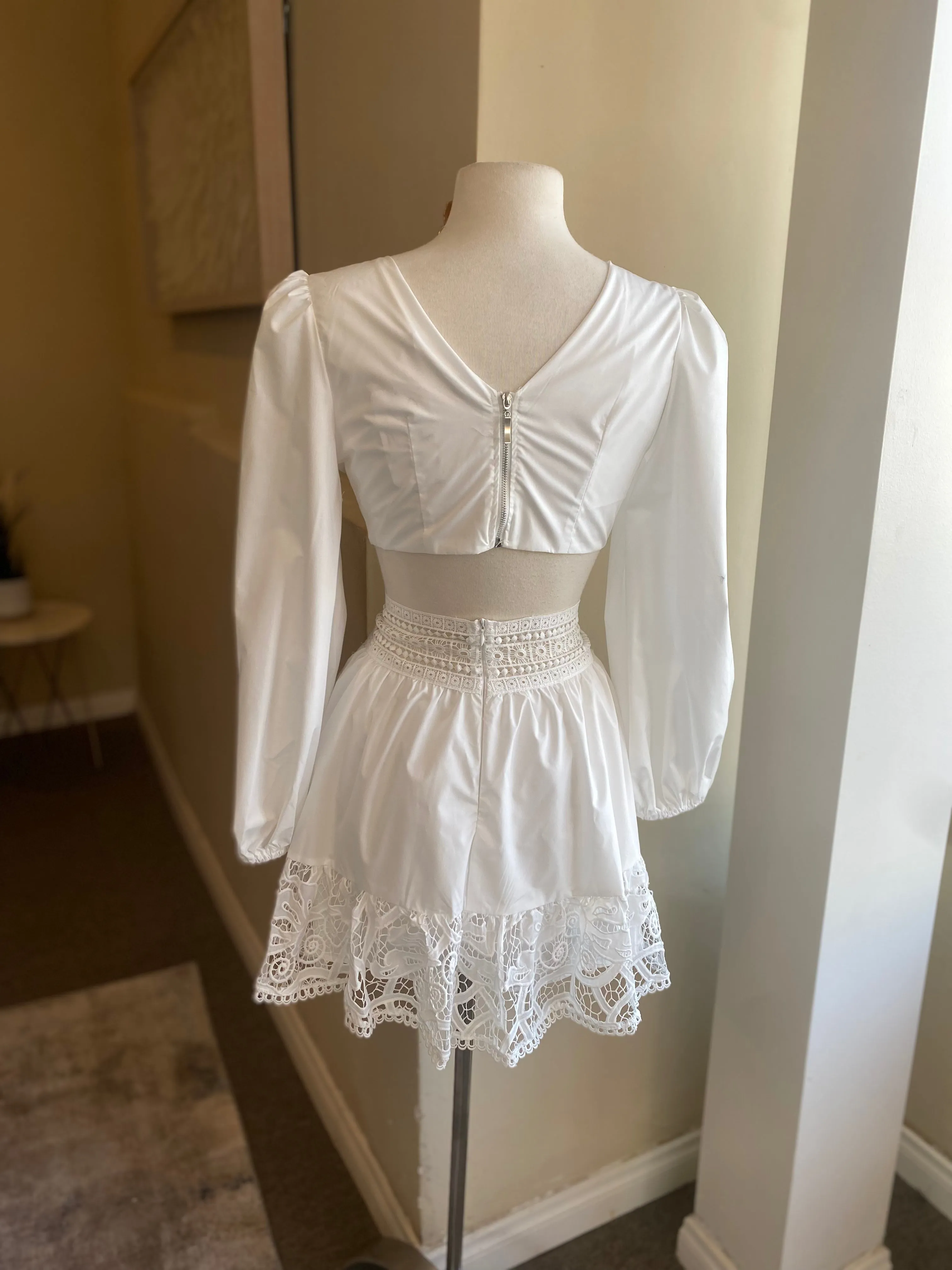 Cutout Long Sleeve Short Dress