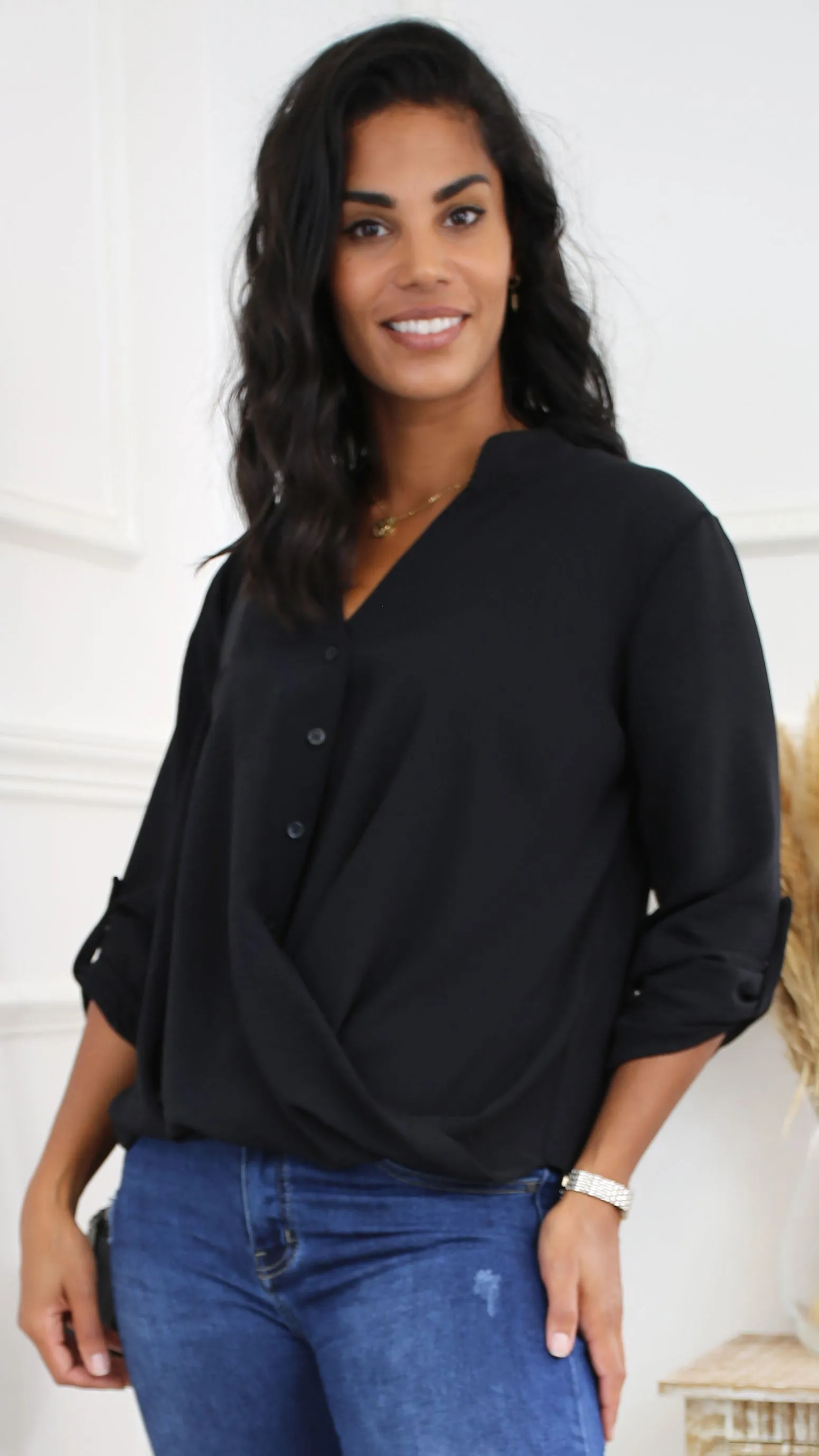 Darcy Black Wrap Blouse