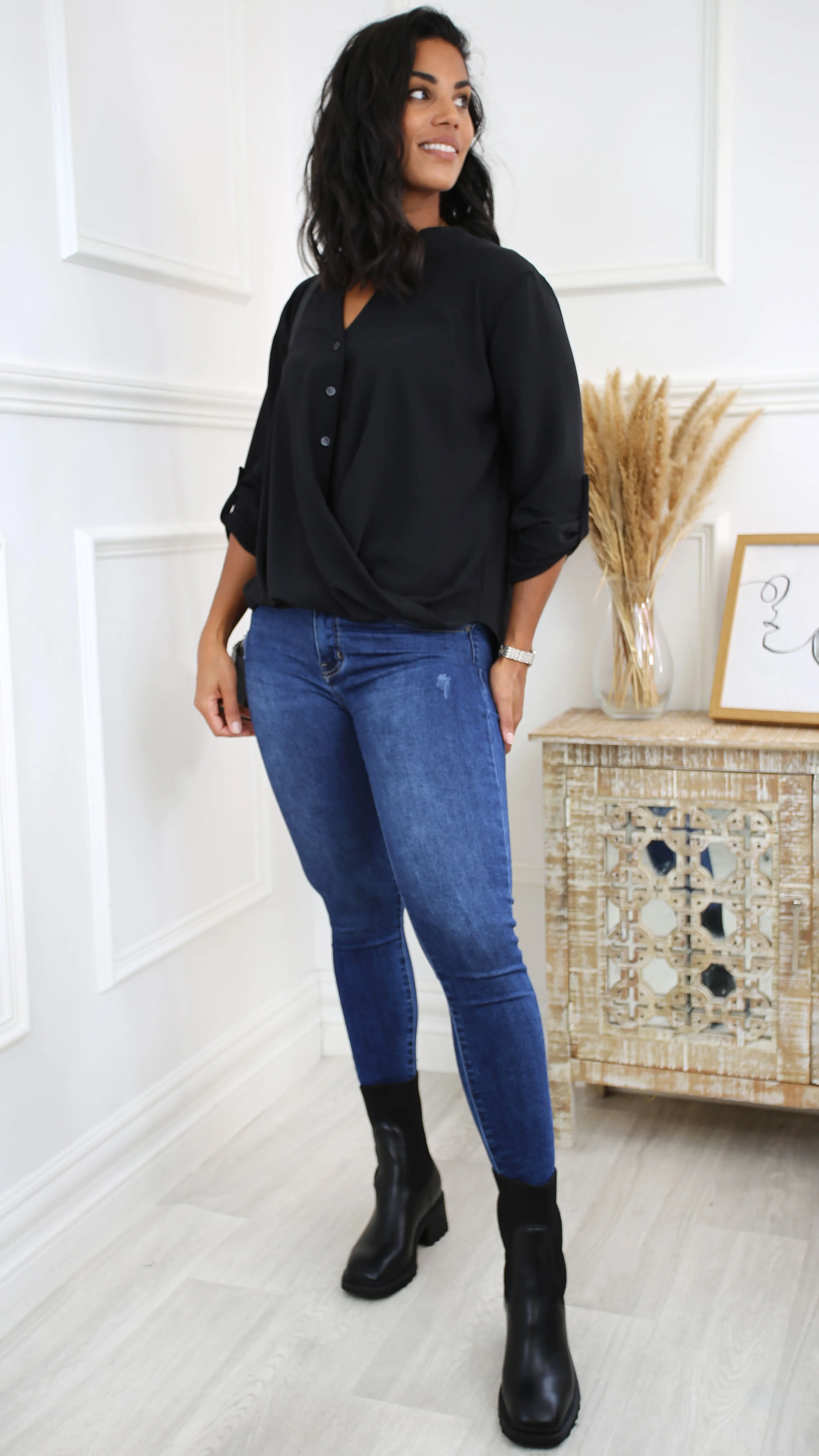 Darcy Black Wrap Blouse