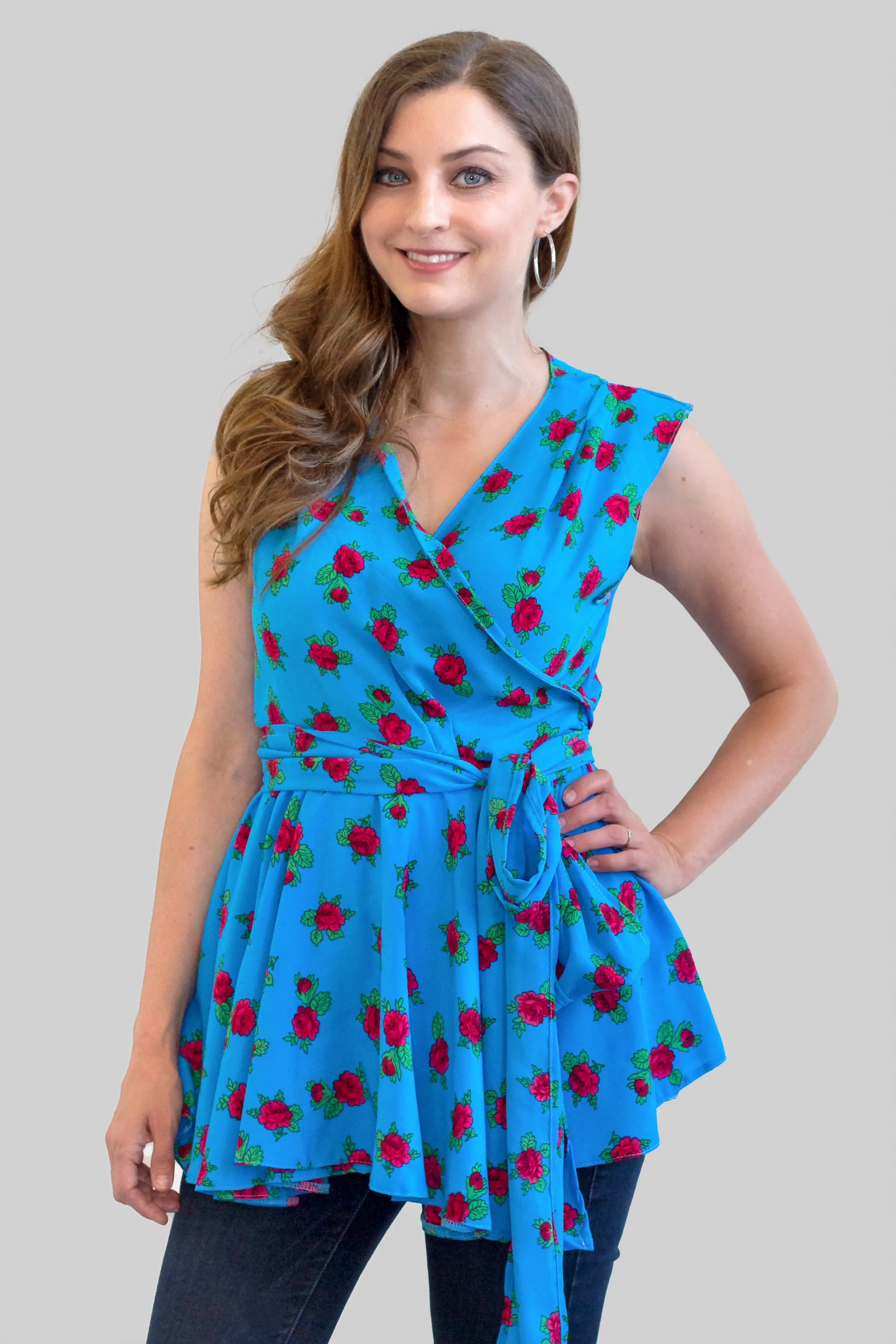 Daria Blue Wrap Top