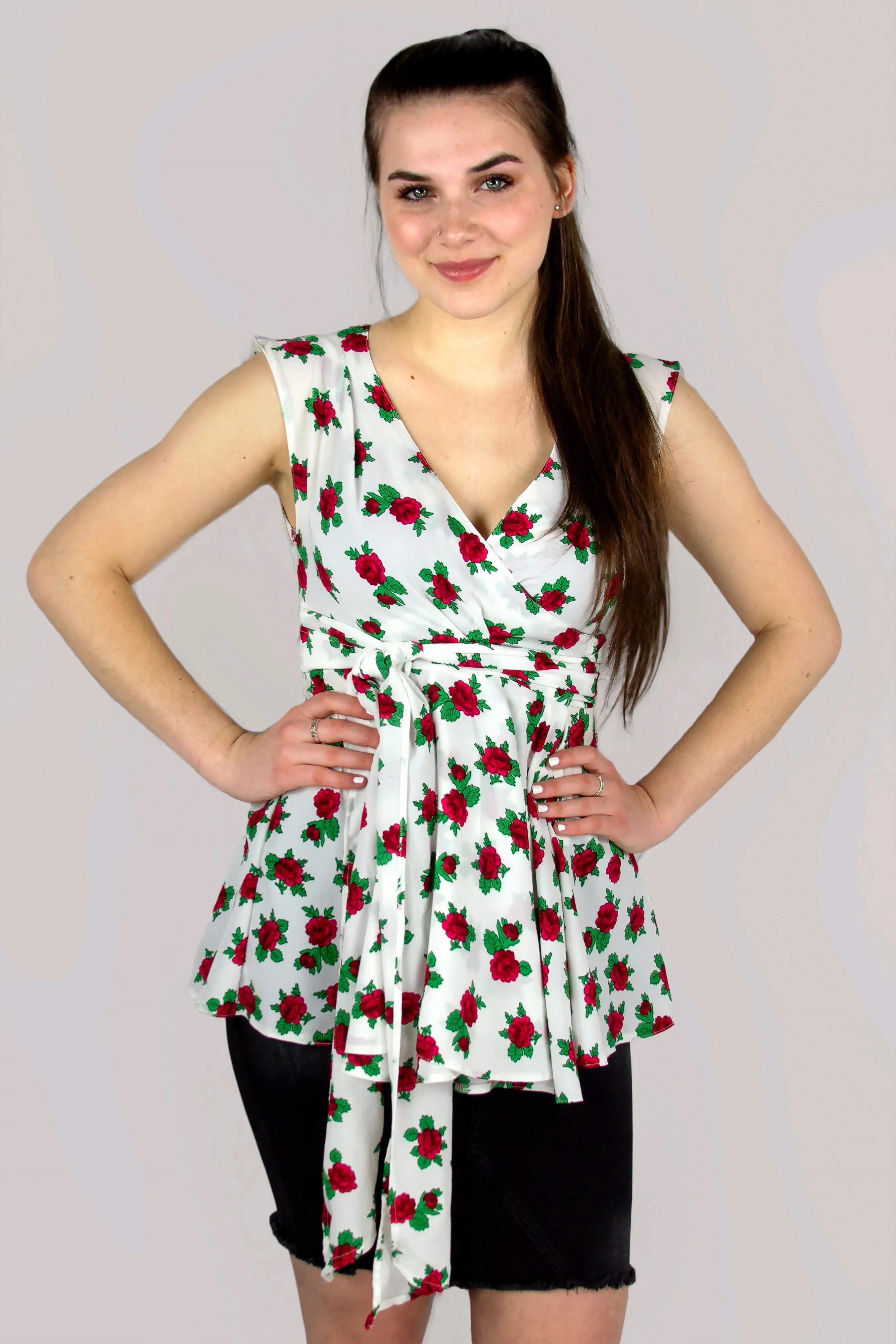 Daria White Wrap Top