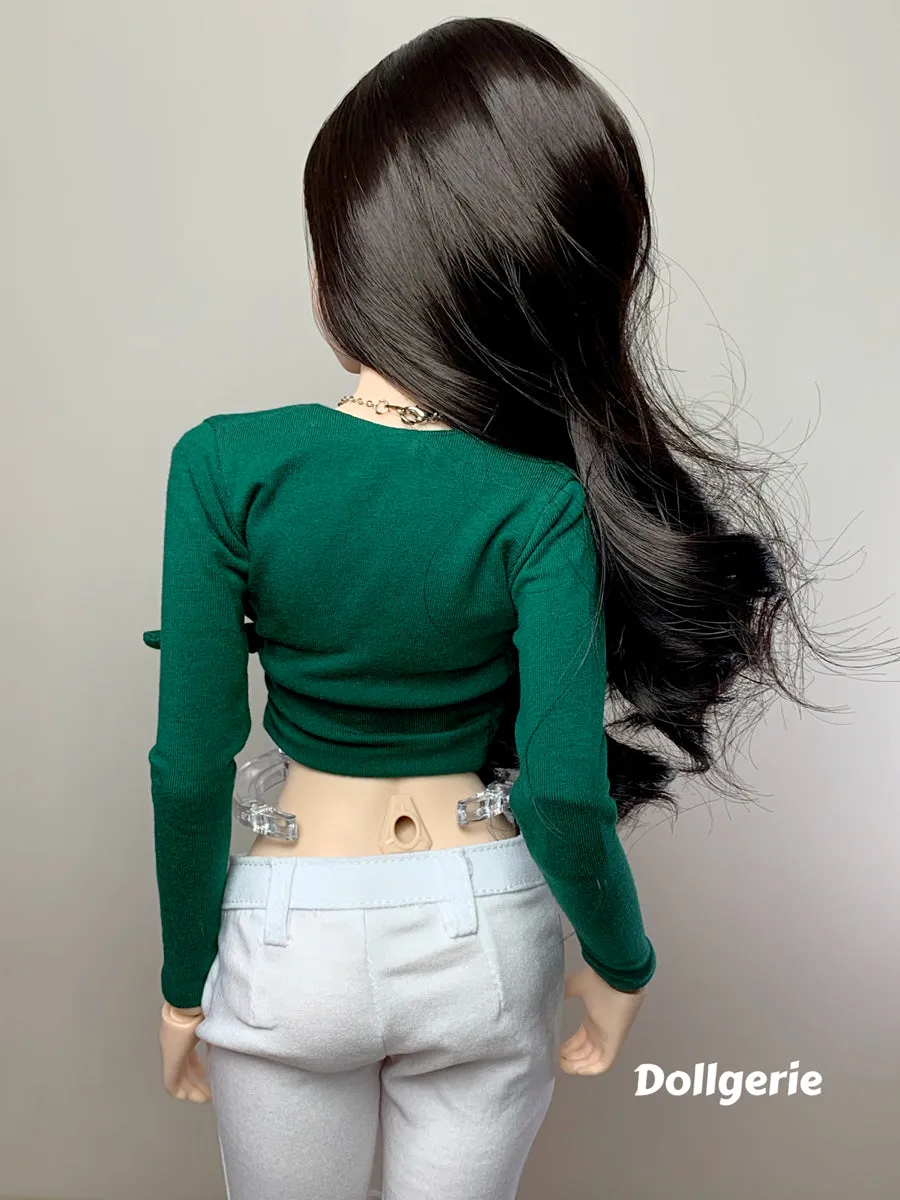 Dark Green Long Sleeve Bow Wrap Blouse for Smartdoll / DD
