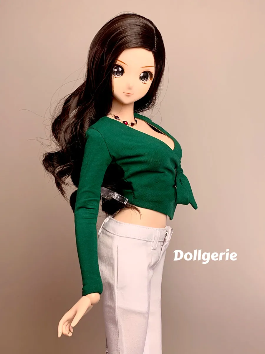 Dark Green Long Sleeve Bow Wrap Blouse for Smartdoll / DD