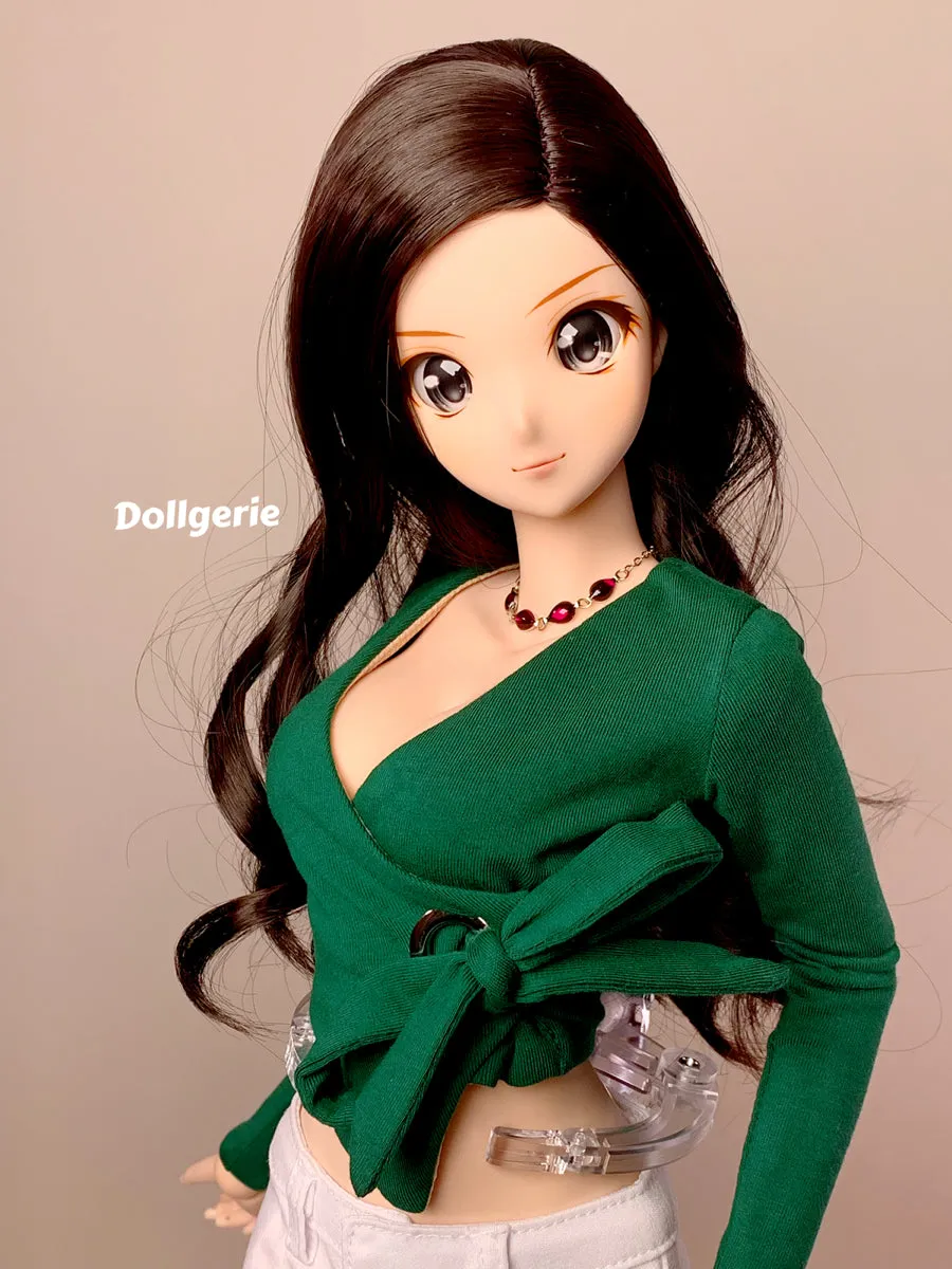 Dark Green Long Sleeve Bow Wrap Blouse for Smartdoll / DD