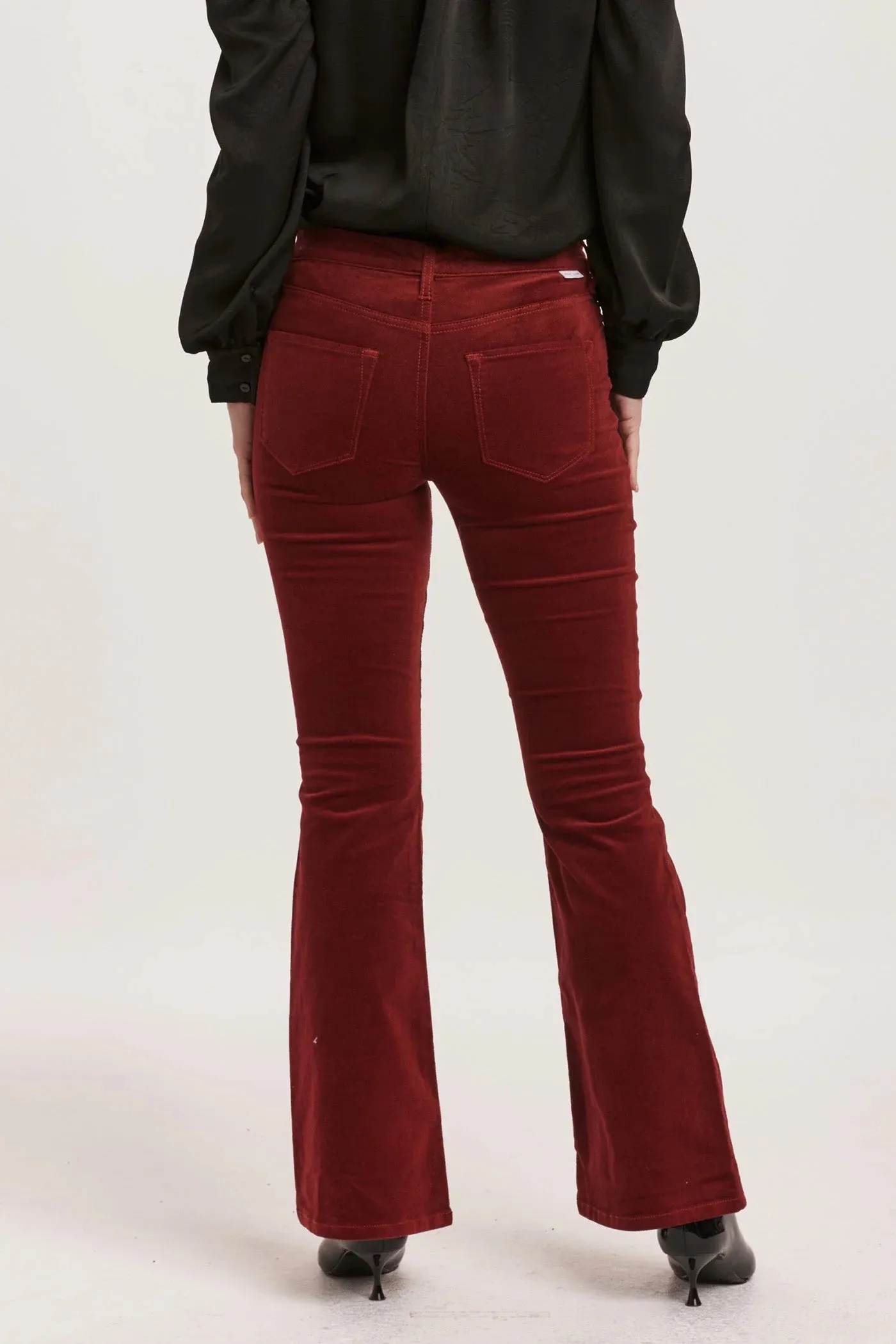 Dear John Rosa Burgundy Velveteen Mid Rise Flare (1 SIZE 28)