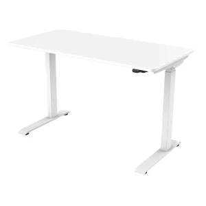Dellonda White Electric Adjustable Office Standing Desk, Quiet & Fast 1200x600mm