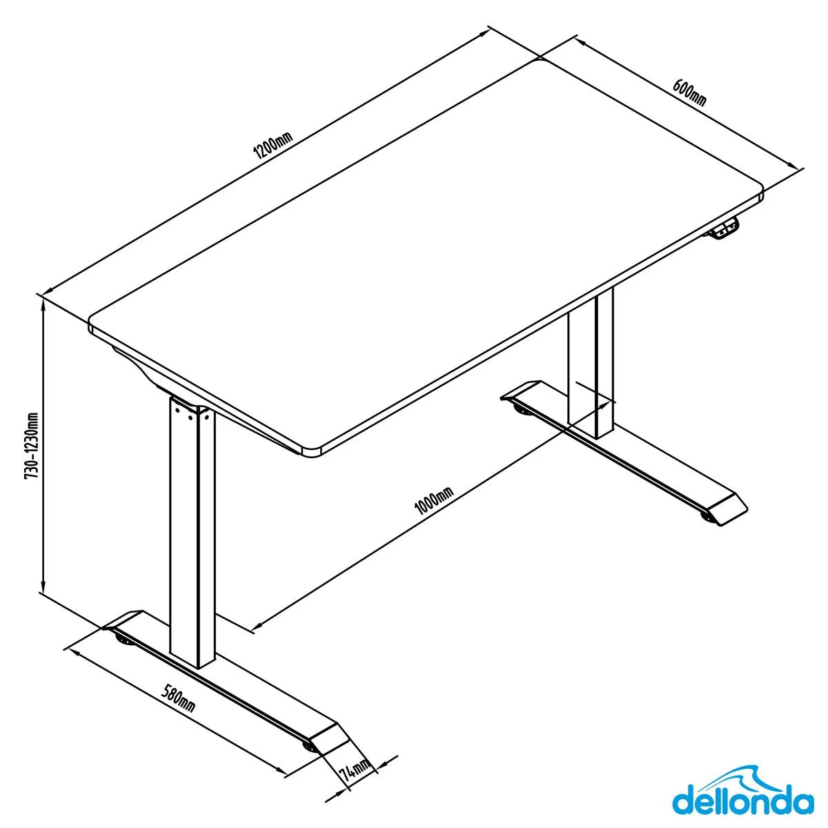 Dellonda White Electric Adjustable Office Standing Desk, Quiet & Fast 1200x600mm