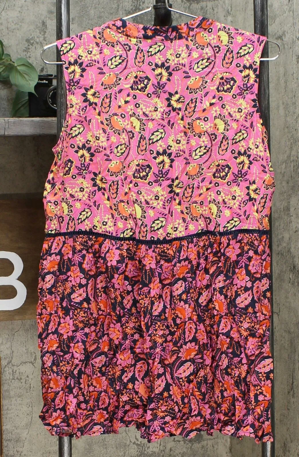 DG2 by Diane Gilman Women's Mixed Print Button Down Tunic Top
