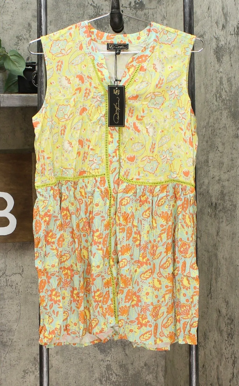 DG2 by Diane Gilman Women's Mixed Print Button Down Tunic Top