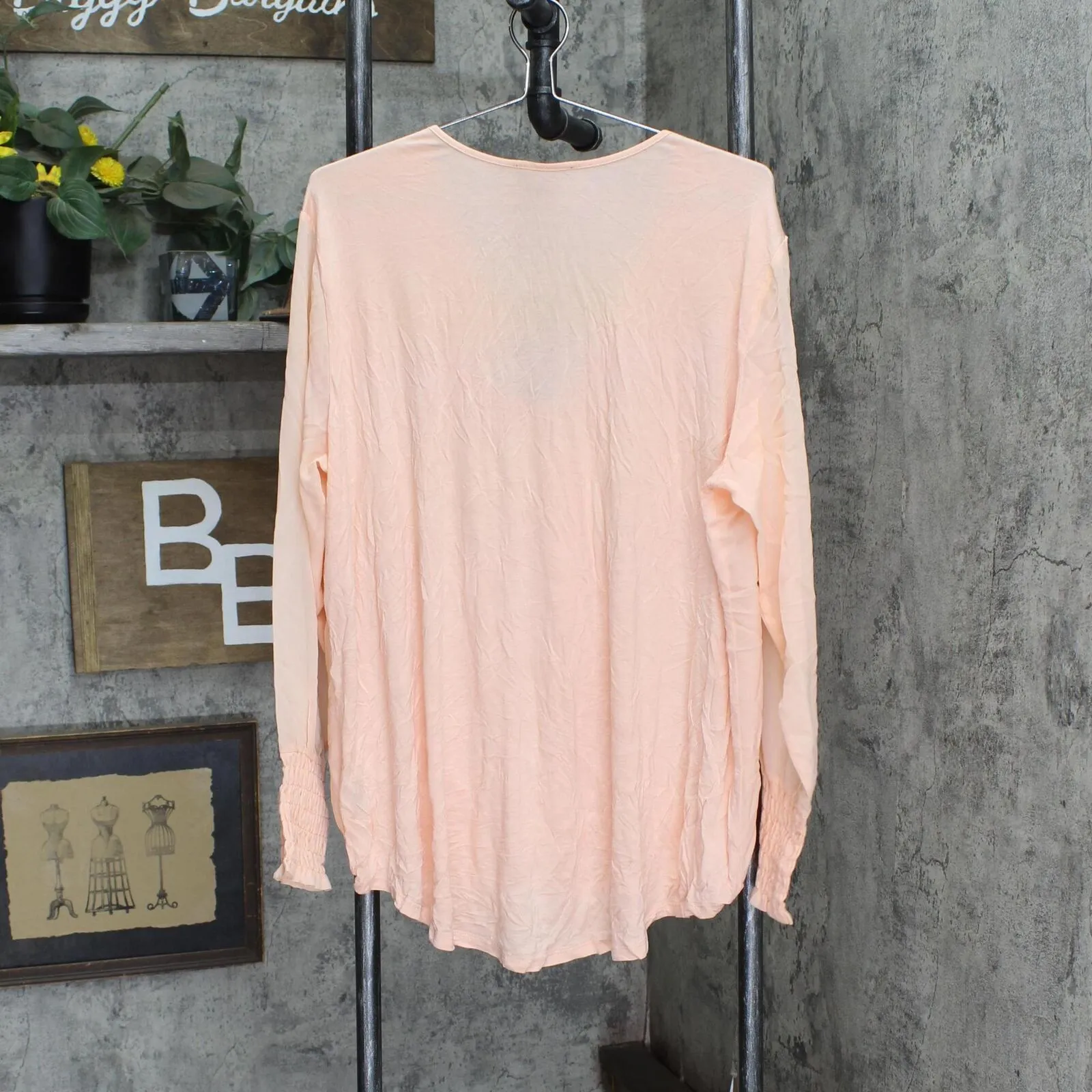 DG2 Womens Drape V-Neck Top with Sheer Sleeves 648383-Plus Blush Pink 1X