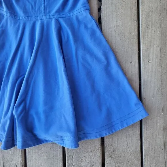 Diane von Furstenberg Blue Ivana Short-Sleeve Ponte Full-Skirt Dress Blue Size 8