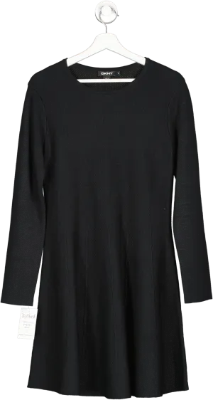 DKNY Black Fit And Flare Dress UK M