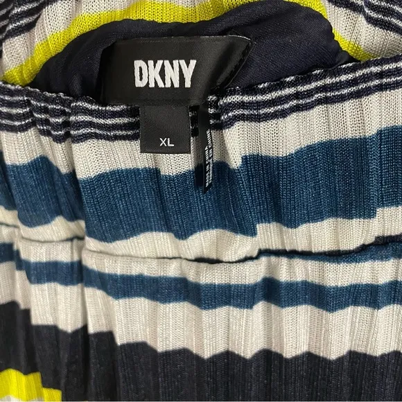 DKNY striped pleated midi skirt elastic waist women’s Size XLarge