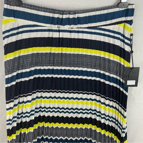 DKNY striped pleated midi skirt elastic waist women’s Size XLarge