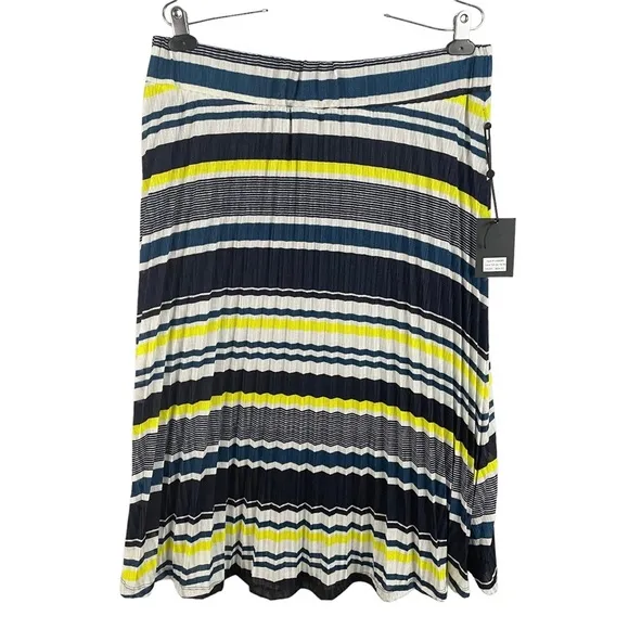 DKNY striped pleated midi skirt elastic waist women’s Size XLarge