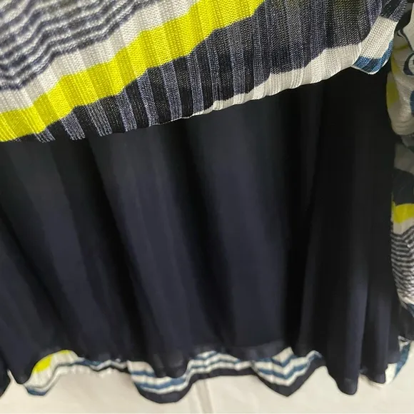 DKNY striped pleated midi skirt elastic waist women’s Size XLarge