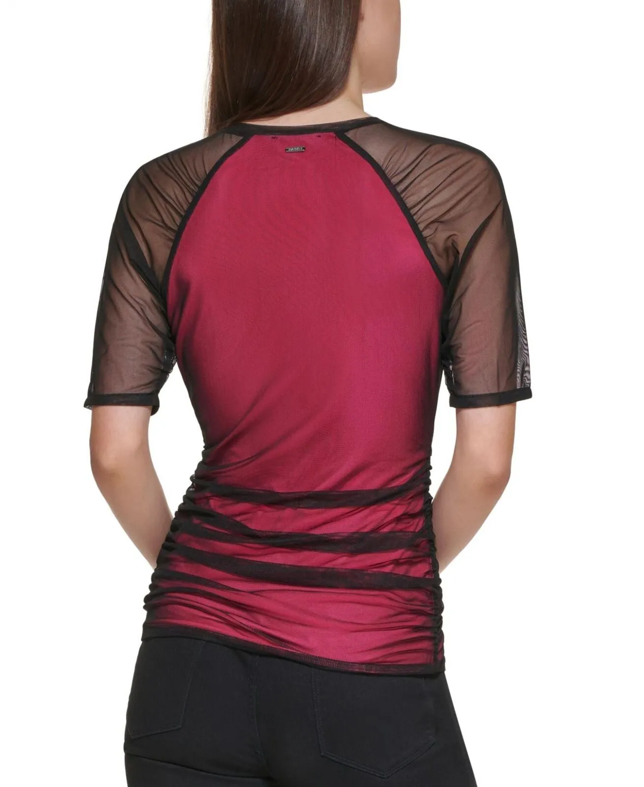 DKNY Womens Ruched V-Neck Top P2BH7MEO