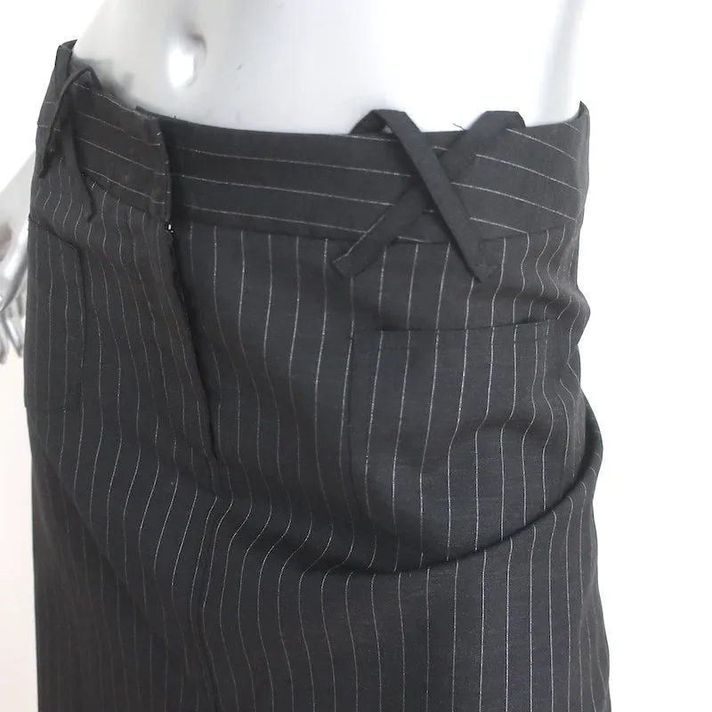 Dolce & Gabbana Pleated Skirt Black/Silver Lurex Pinstripe Wool Size 40