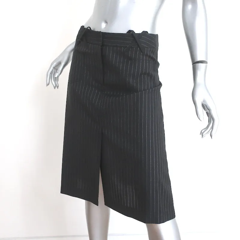 Dolce & Gabbana Pleated Skirt Black/Silver Lurex Pinstripe Wool Size 40