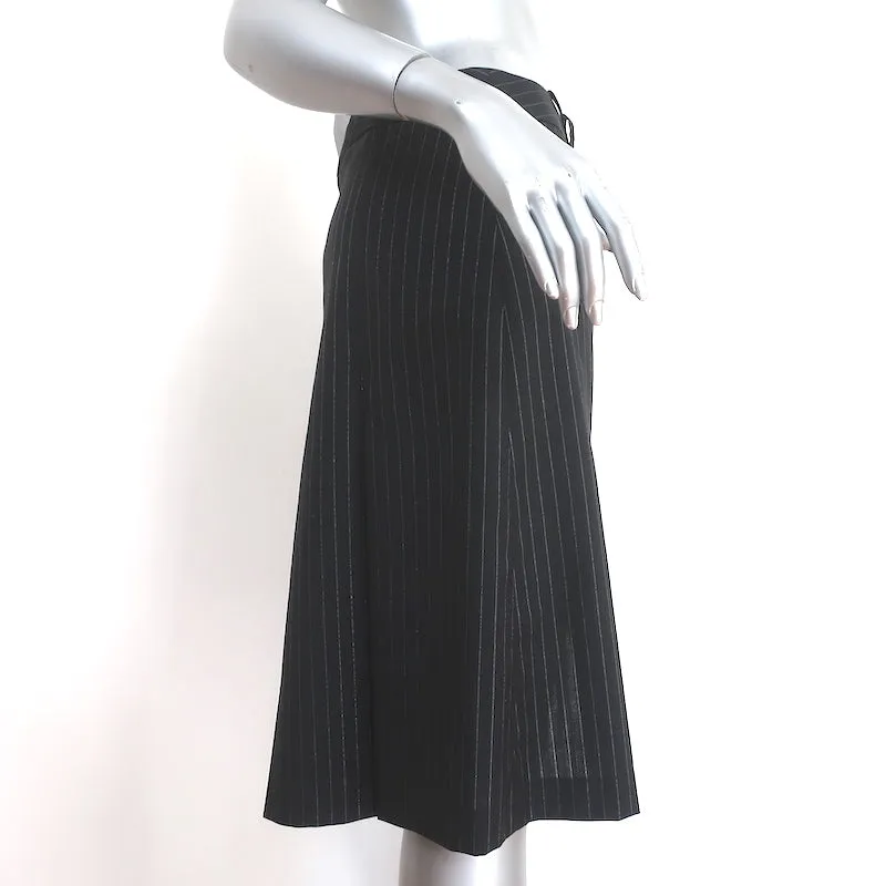 Dolce & Gabbana Pleated Skirt Black/Silver Lurex Pinstripe Wool Size 40