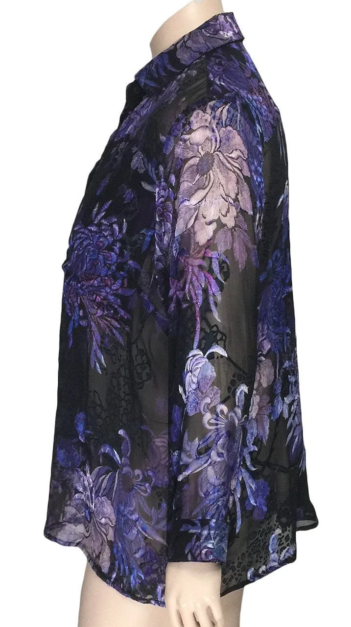 Dressori Black Silk Burnout Blouse